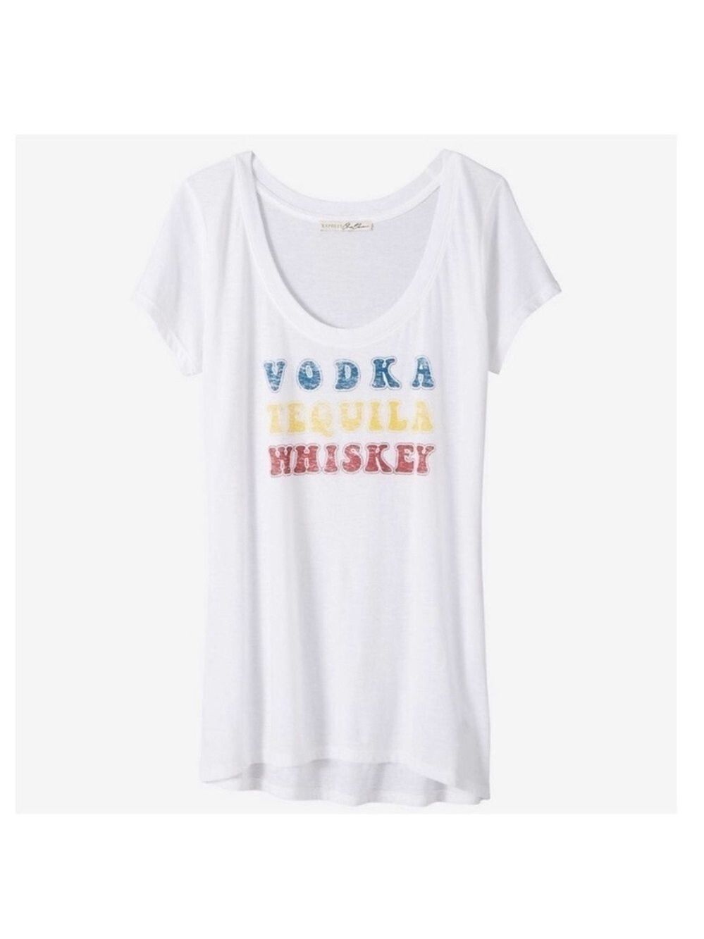 Express White Vodka Tequila Whiskey Graphic T-Shirt XS